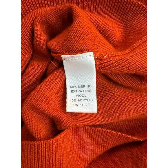 Banana Republic Men's Orange Gray Striped Merino Wool Henley Sweater Size Medium - Picture 4 of 5